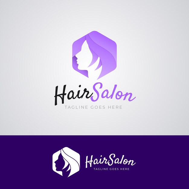 Plantilla de logotipo de peluquería degradado