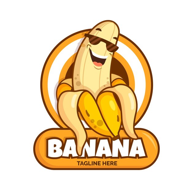 Plantilla de logotipo de personaje de plátano fresco
