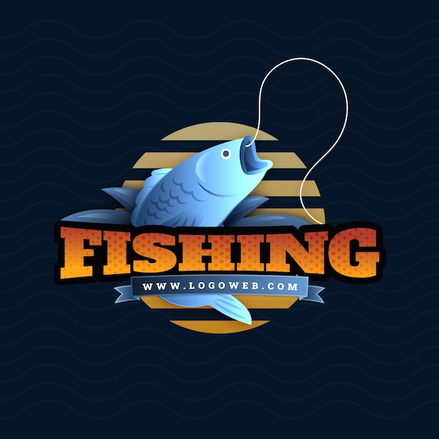 Vector gratuito plantilla de logotipo de pesca degradado