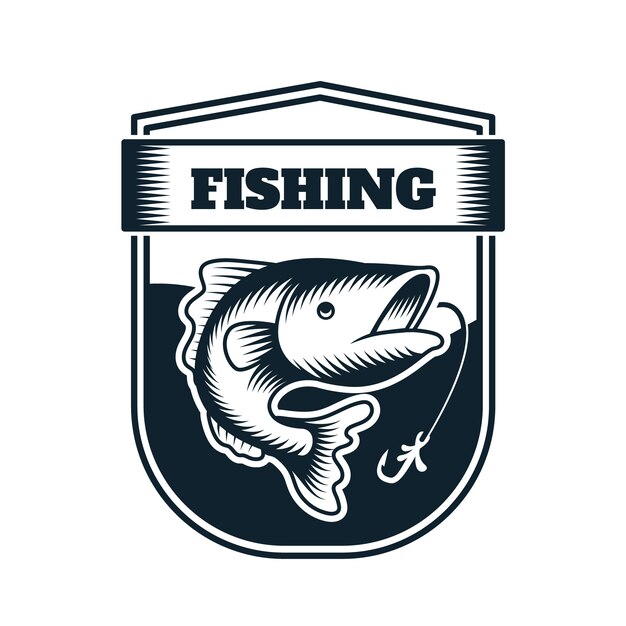 Plantilla de logotipo de pesca dibujado a mano