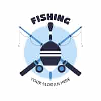 Vector gratuito plantilla de logotipo de pesca de diseño plano