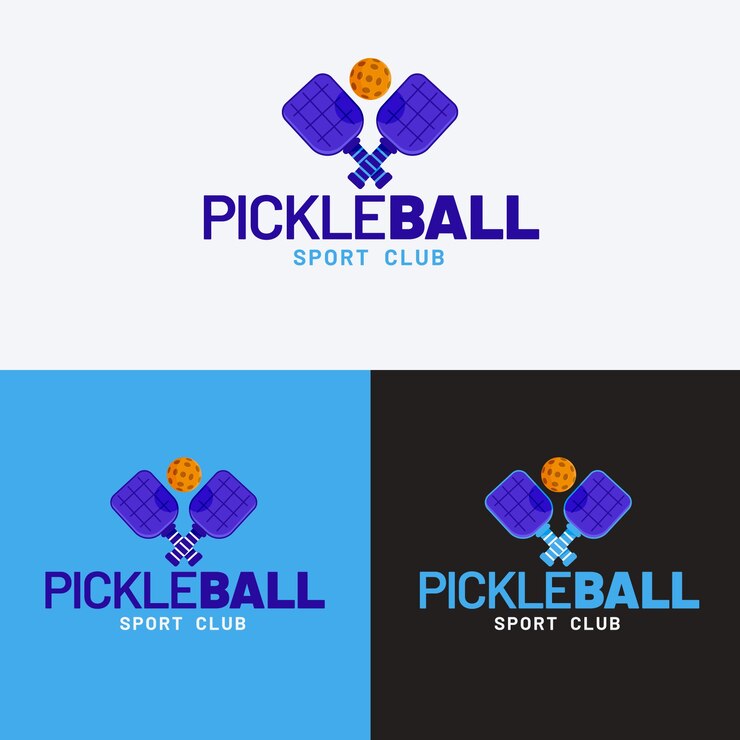 Vector gratuito plantilla de logotipo de pickleball de diseño plano
