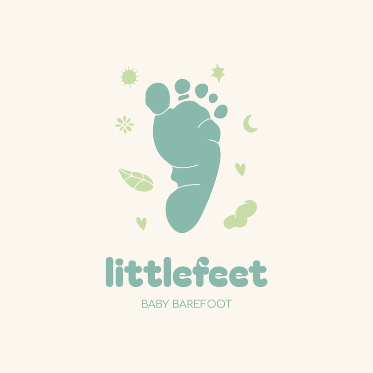 Vector gratuito plantilla de logotipo de pie de bebé de diseño plano