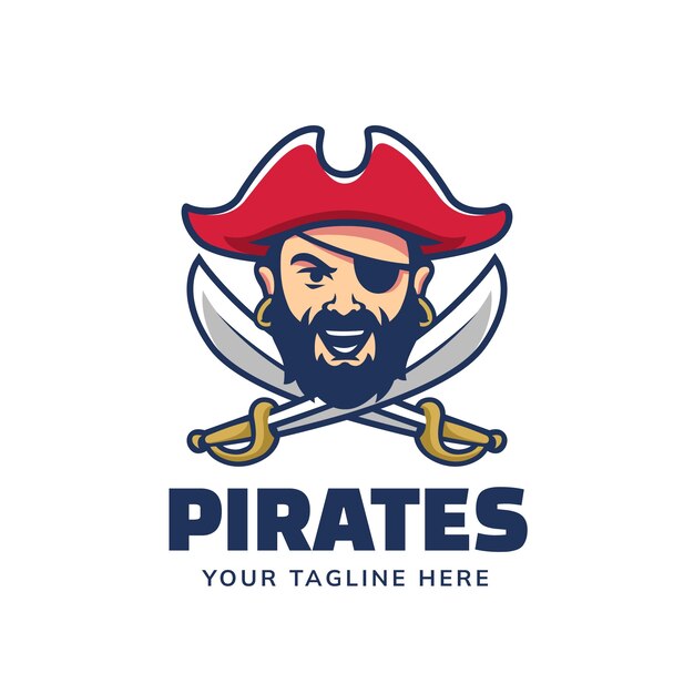 plantilla de logotipo de pirata dibujada a mano
