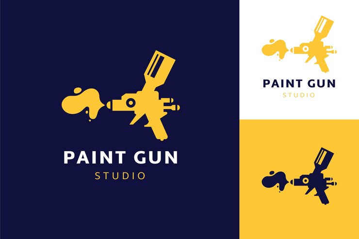 Vector gratuito plantilla de logotipo de pistola de pintura dibujada a mano