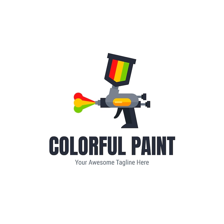 Vector gratuito plantilla de logotipo de pistola de pintura de diseño plano