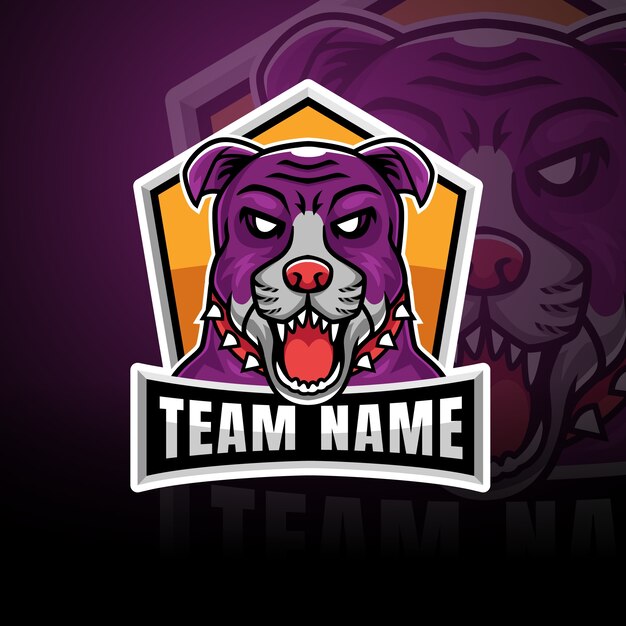 Plantilla de logotipo de pitbull dibujado a mano