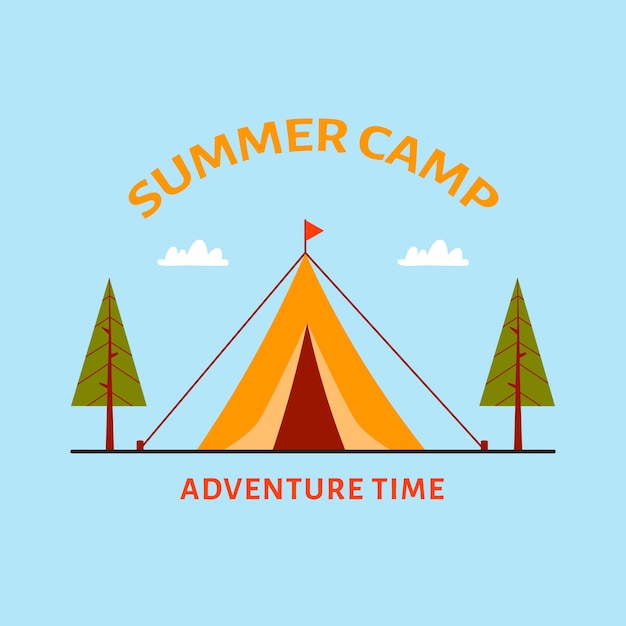 Vector gratuito plantilla de logotipo plano para campamento de verano