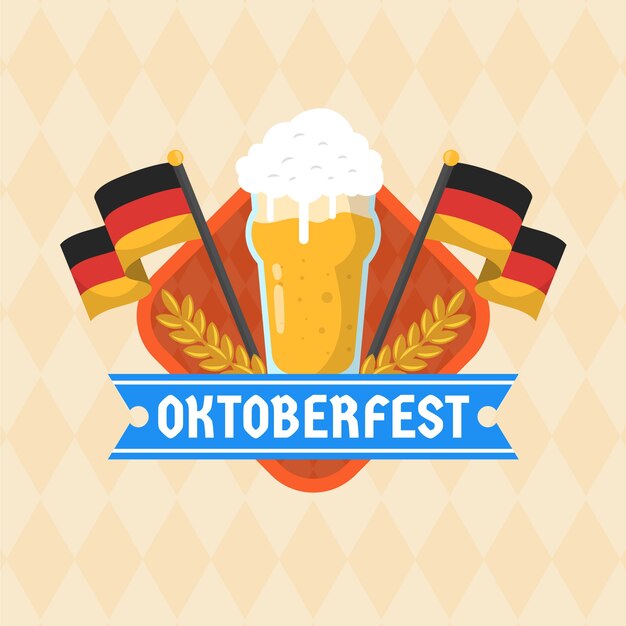 Plantilla de logotipo plano para la celebración del oktoberfest