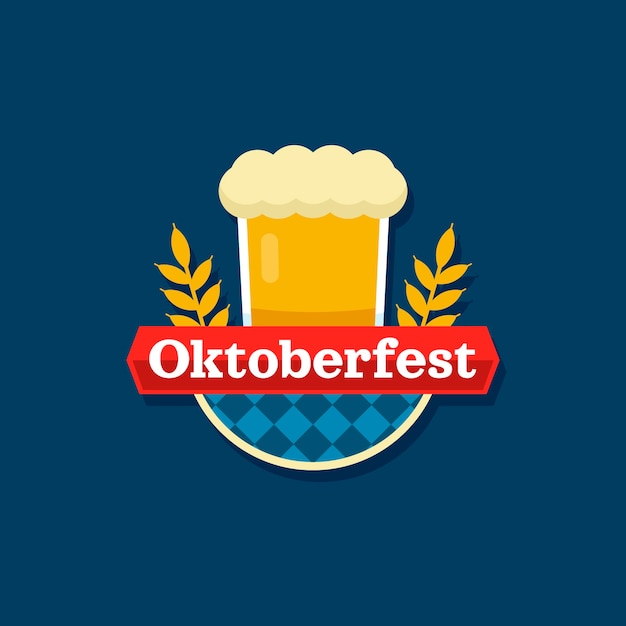 Vector gratuito plantilla de logotipo plano para la celebración del oktoberfest