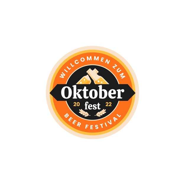 Plantilla de logotipo plano para la celebración del oktoberfest