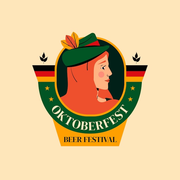 Vector gratuito plantilla de logotipo plano para el festival de oktoberfest