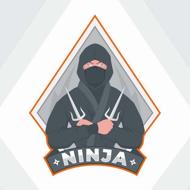 Plantilla de logotipo plano ninja