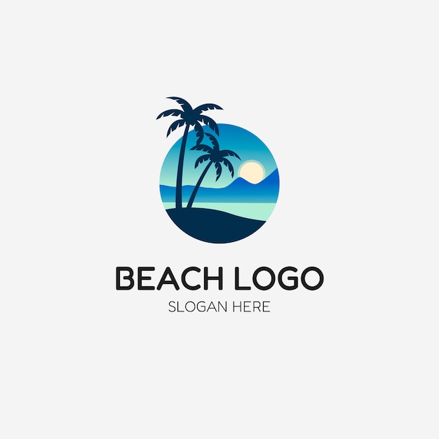 Plantilla de logotipo de playa degradado