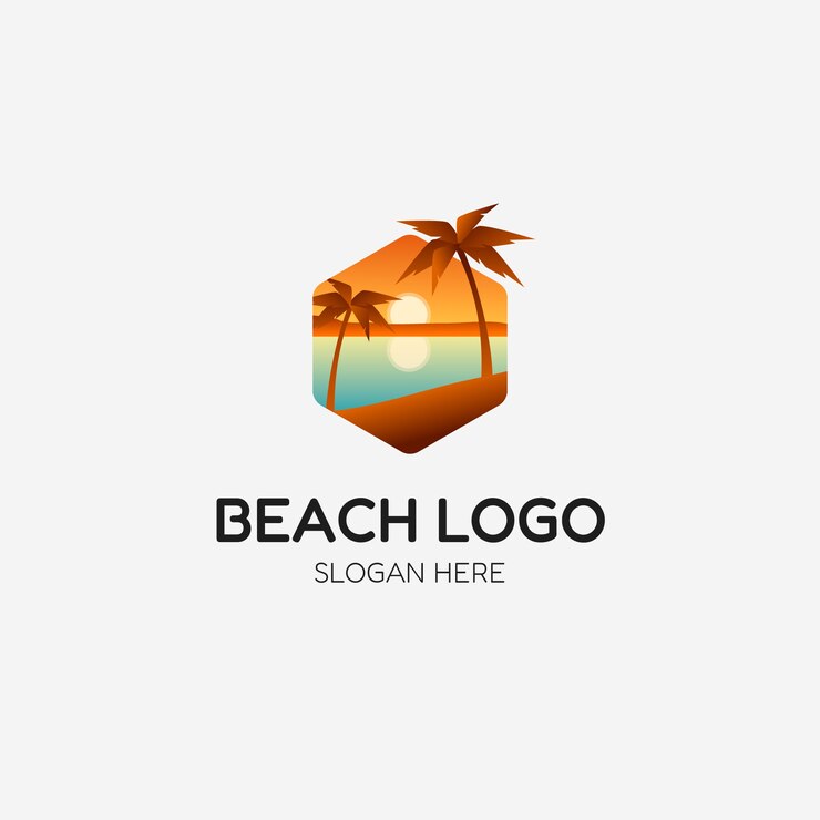 Vector gratuito plantilla de logotipo de playa degradado