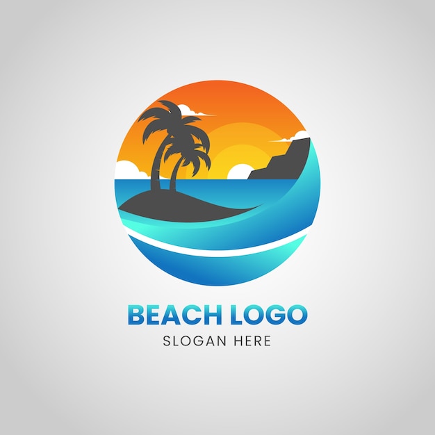 Plantilla de logotipo de playa degradado