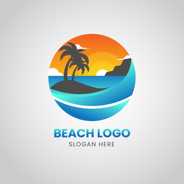 Plantilla de logotipo de playa degradado