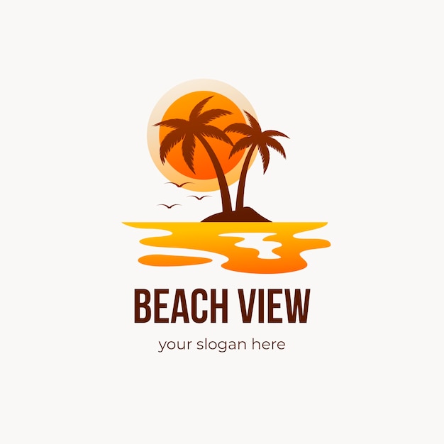 Vector gratuito plantilla de logotipo de playa degradado