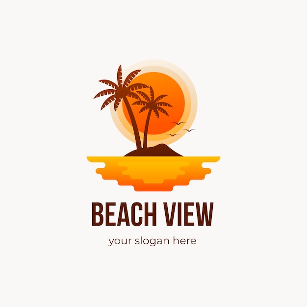 Vector gratuito plantilla de logotipo de playa degradado