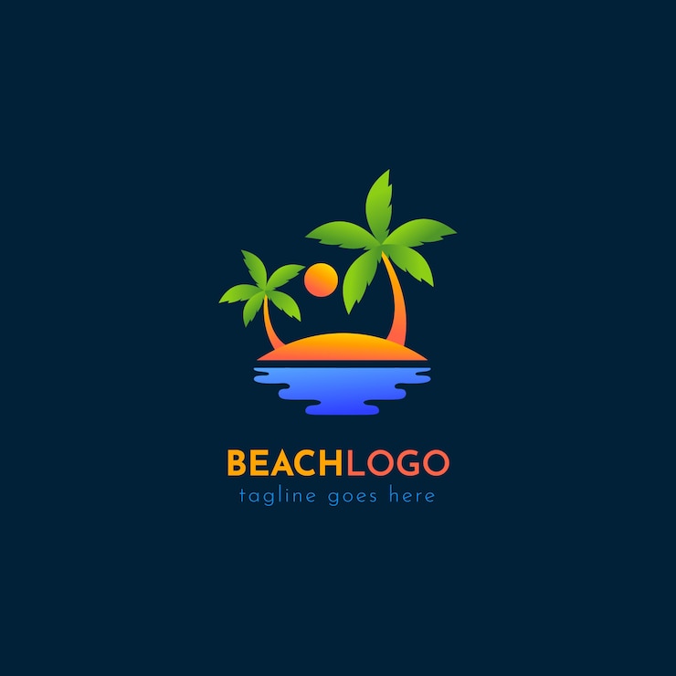 Vector gratuito plantilla de logotipo de playa degradado