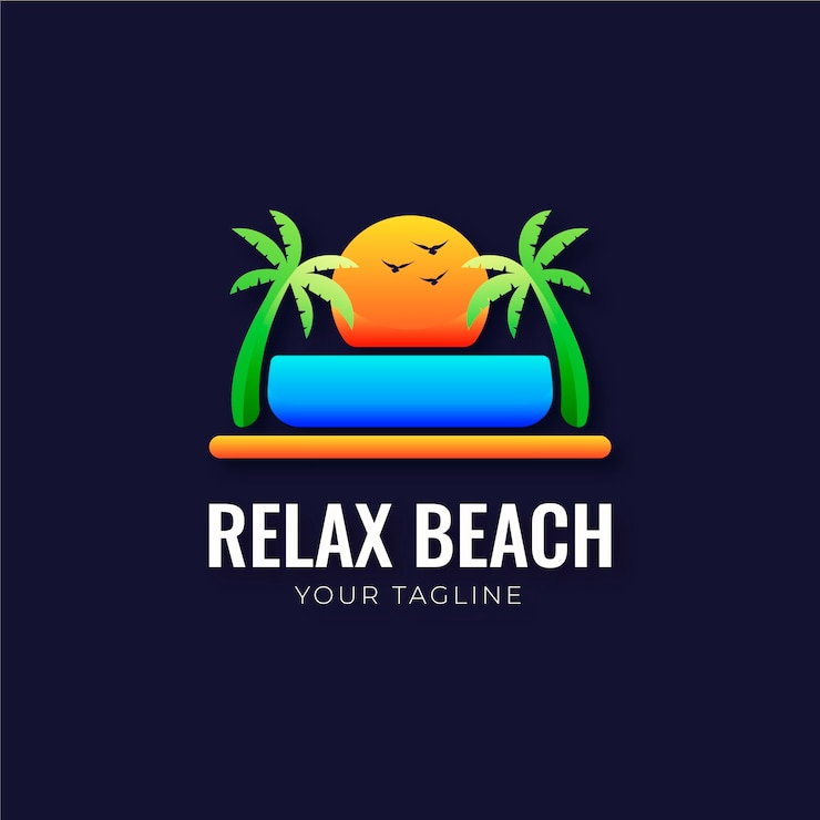 Vector gratuito plantilla de logotipo de playa degradado