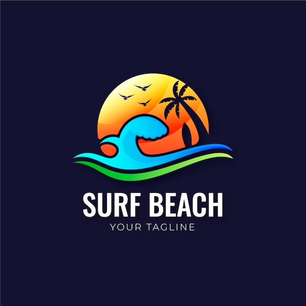 Vector gratuito plantilla de logotipo de playa degradado