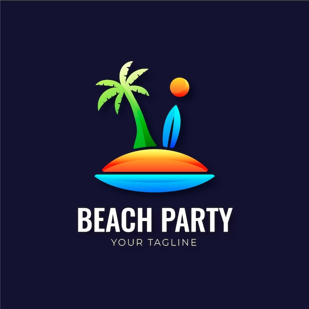 Vector gratuito plantilla de logotipo de playa degradado