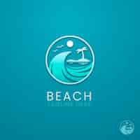 Vector gratuito plantilla de logotipo de playa degradado