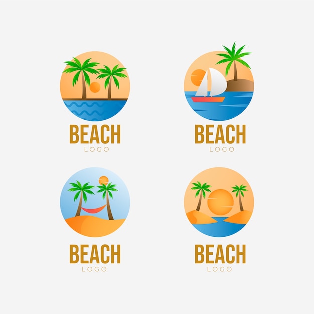 Vector gratuito plantilla de logotipo de playa degradado