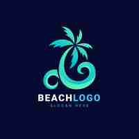 Vector gratuito plantilla de logotipo de playa degradado