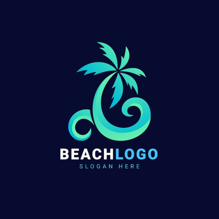 Vector gratuito plantilla de logotipo de playa degradado