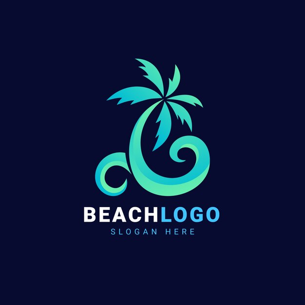 Plantilla de logotipo de playa degradado