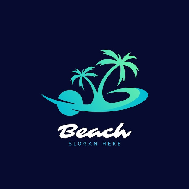 Vector gratuito plantilla de logotipo de playa degradado