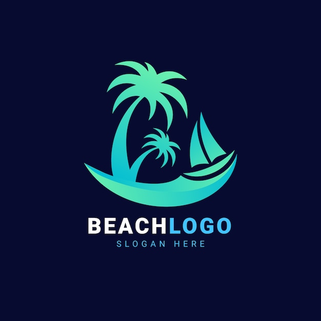 Plantilla de logotipo de playa degradado