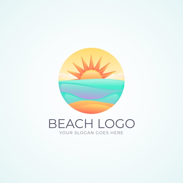 Vector gratuito plantilla de logotipo de playa degradado