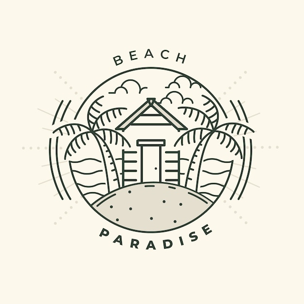 Plantilla de logotipo de playa dibujada a mano
