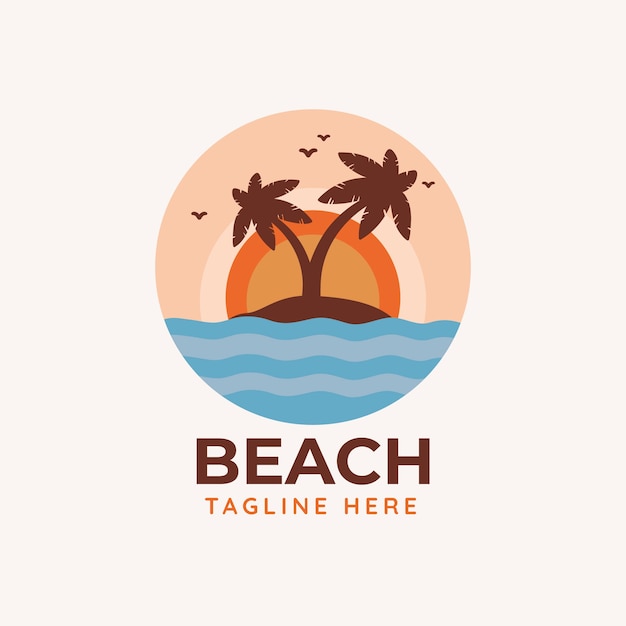 Vector gratuito plantilla de logotipo de playa dibujada a mano