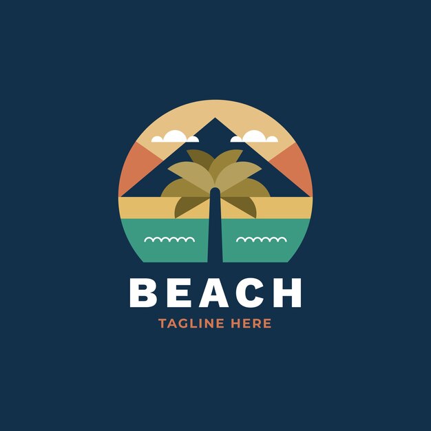 Plantilla de logotipo de playa de diseño plano