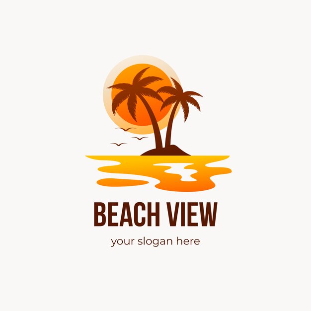 plantilla del logotipo de la playa en gradiente
