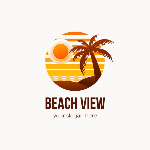 plantilla del logotipo de la playa en gradiente