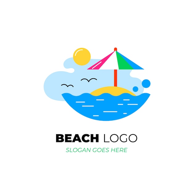 Vector gratuito plantilla de logotipo de playa plana