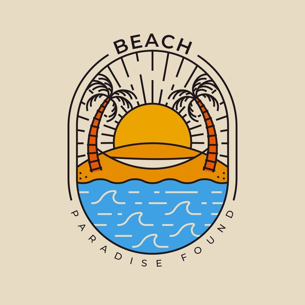 Plantilla de logotipo de playa plana