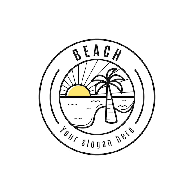 Plantilla de logotipo de playa plana