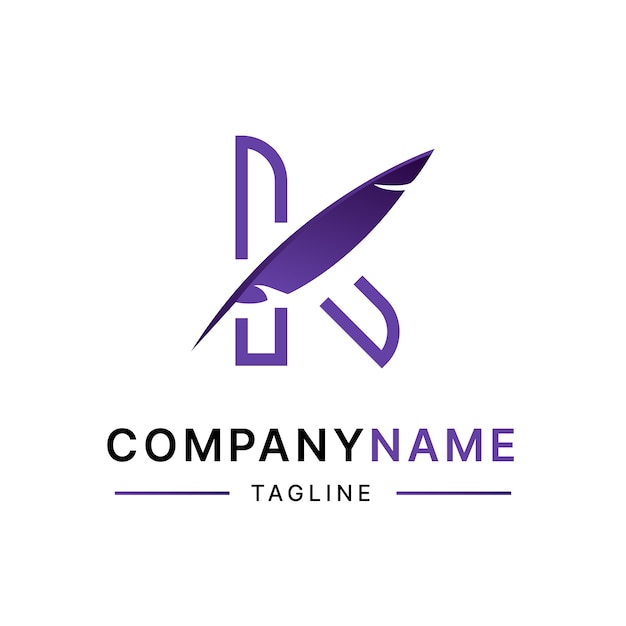 Plantilla de logotipo de pluma degradada