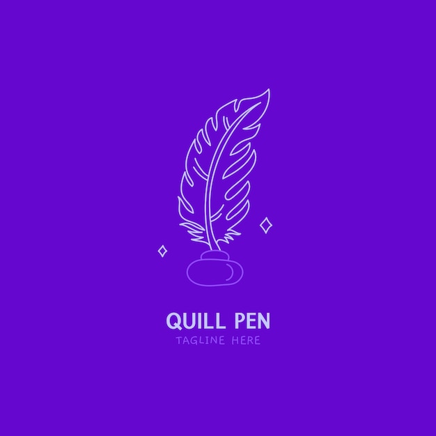 Plantilla de logotipo de pluma dibujada a mano