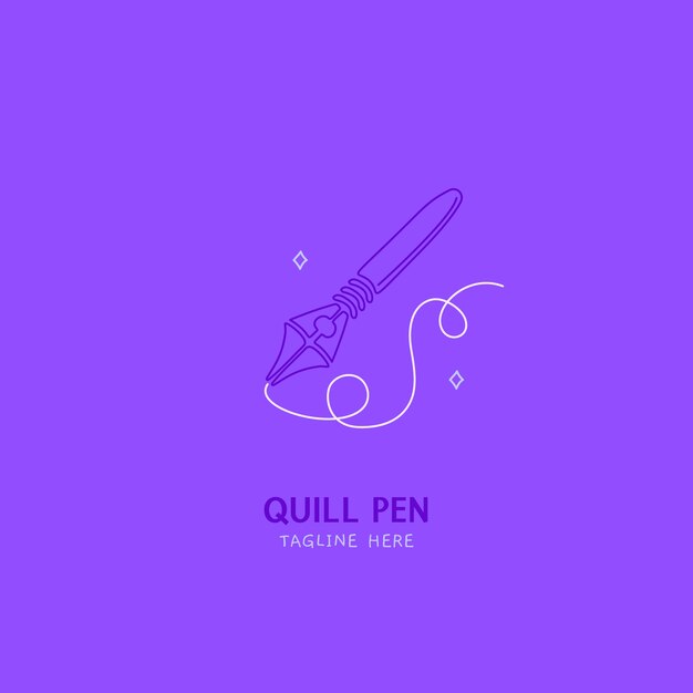 Plantilla de logotipo de pluma dibujada a mano