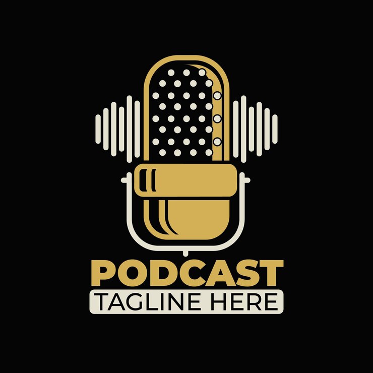 Vector gratuito plantilla de logotipo de podcast detallada