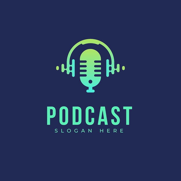 Vector gratuito plantilla de logotipo de podcast detallada