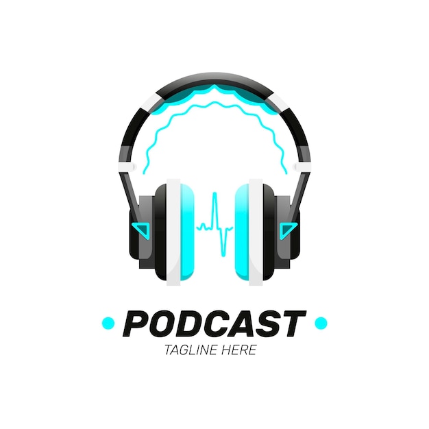 Vector gratuito plantilla de logotipo de podcast detallada