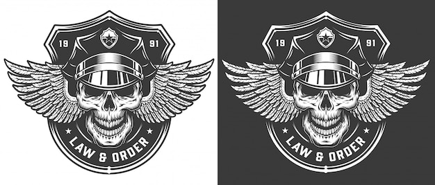 Plantilla de logotipo policial monocromo vintage